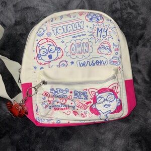 Disney Turning Red movie, White and Pink Graphic Backpack